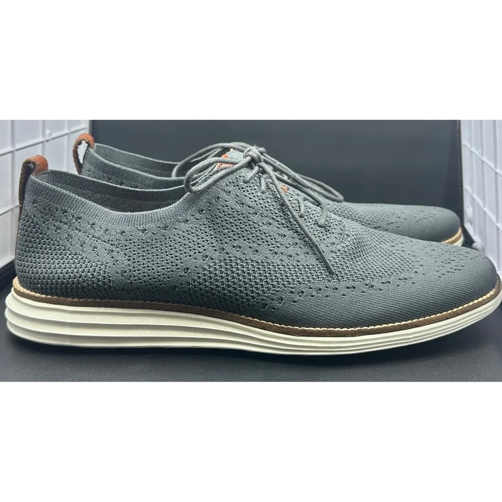 Cole Haan Mens Grand.OS Stitchlite Knit Wingtip Oxford Shoes Grey Size 12M